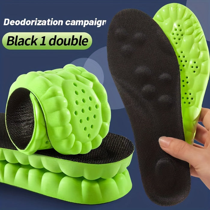 1pair 4D Sport Insoles: Breathable, High-Elasticity Cushions for Shock Absorption and Comfort
