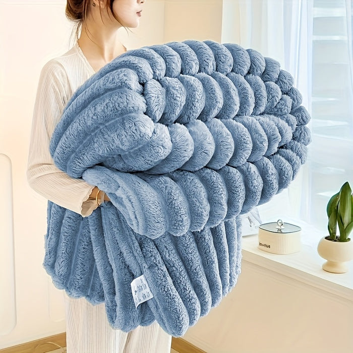 1pc Blanket Soft And Comfortable, Imitation Rabbit Hair Reversible Blanket Thermal Fleece Blanket Nap Blanket Air Conditioning Blanket Office Outdoor Camping Gift Blanket, Suitable For All Seasons