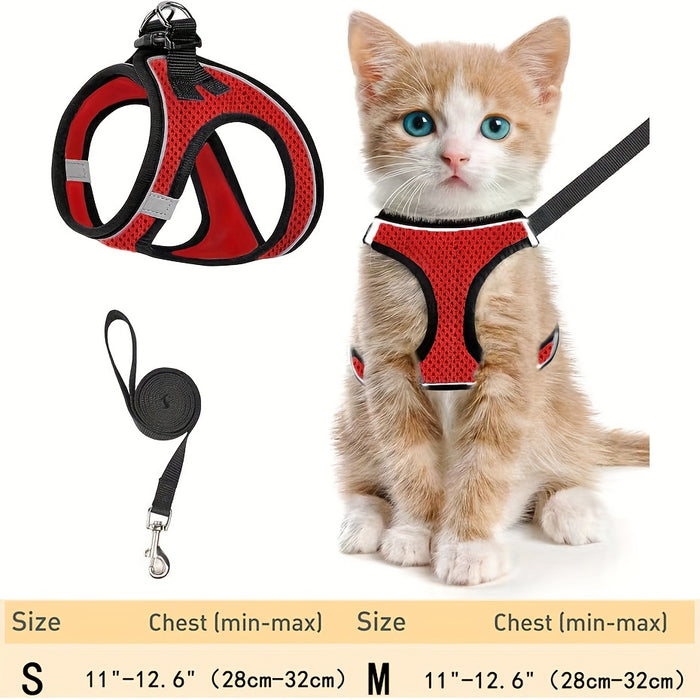 Escape-Proof Cat Harness & Leash Set: Reflective Soft Mesh Vest for Safe Outdoor Adventures with Your Kitten