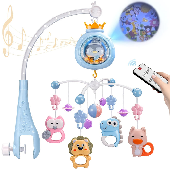 Baby Musical Mobile Crib With Music And Lights, Projection, Take-Along Rattle And Music Box For Babies Boy Girl Toddler Sleep