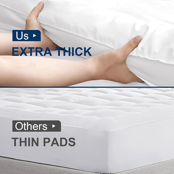 Cooling Mattress Topper, Breathable Extra Thick Mattress Protector with 8-21" Deep Pocket, Comfort Support Back Mattress Pad Cover