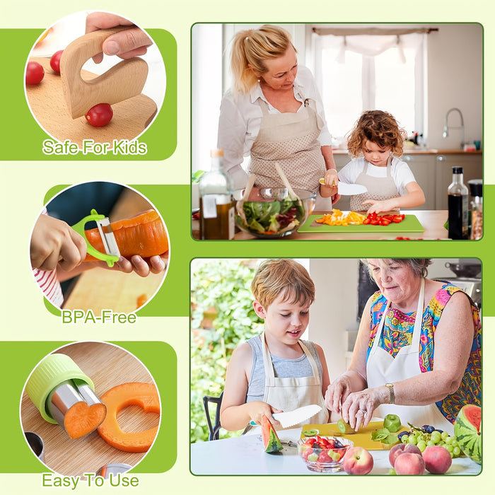 14 Pack of Safe Kids Kitchen Set for Real Cooking, Montessori Kitchen Tools Toys for Girls and Boys 3-10 Years Old