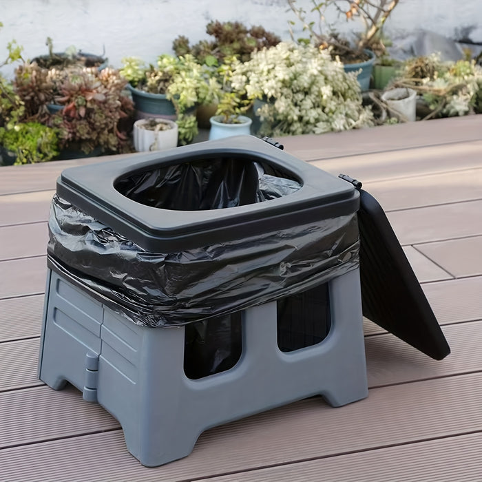 Portable Folding Emergency Toilet With Lid - Ideal For Camping, Hiking And Traveling By Vehicle | Durable ABS Material, Adult Portable Camping Toilet Adult Travel Potty Seat Traveling Outdoor Hiking Portable Folding Stool Wit