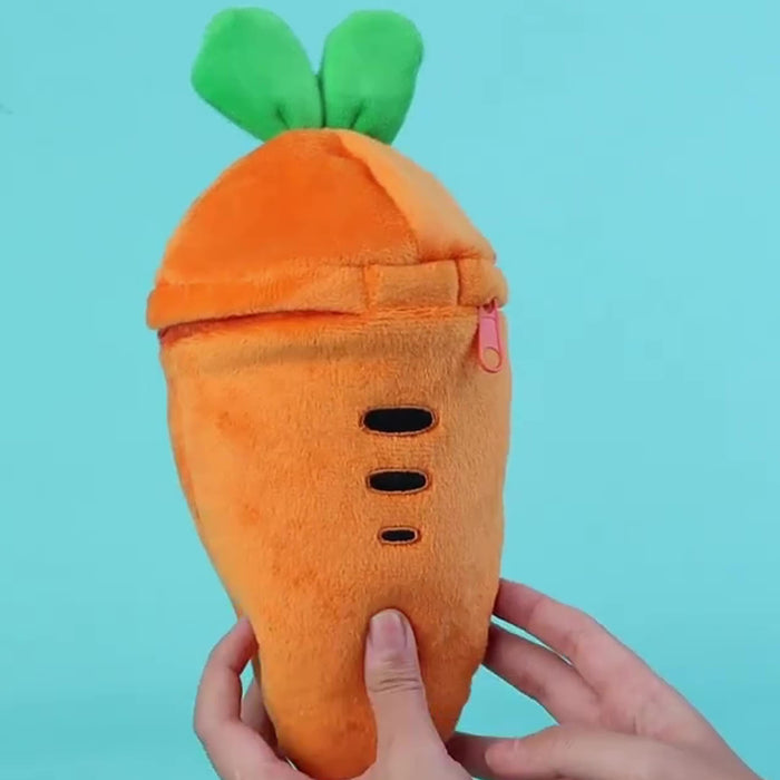 Easter Bunny Plush Toy with Zip-Up Carrot Hideaway - 11" Orange Polyester Stuffed Animal, Perfect for Birthday & Holiday Gifts, Cozy Sofa Decor