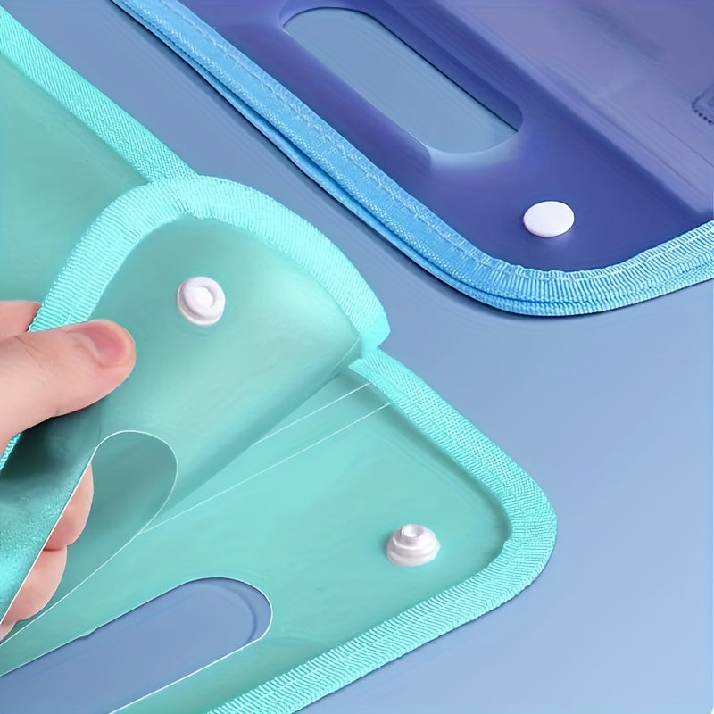 Sky Blue A4 Document Folder with Handle - Waterproof, 13-Pocket Expanding File Organizer for Students, Business & Travel