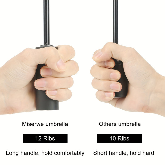 12-Bracket Windproof and Automatic Opening and Closing Button Teflon Coated Golf Umbrella with Extended Handle Travel Umbrella and High-end Umbrella Cover