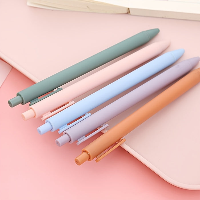 0.5mm Black Bullet Tip 5pcs Morandi Color Press Neutral Pen Macaron Student Press Water Pen Office Stationery Bouncy Signature Pen