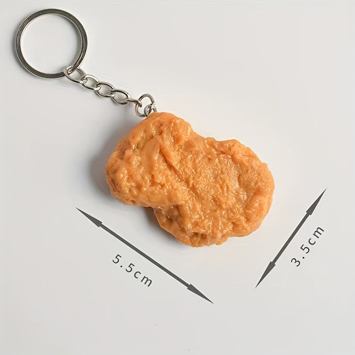 Simulation Fried Chicken Keychain Cute Funny PVC Key Chain Ring Purse Bag Backpack Charm Earbud Case Cover Accessories Photo Booth Props Gift