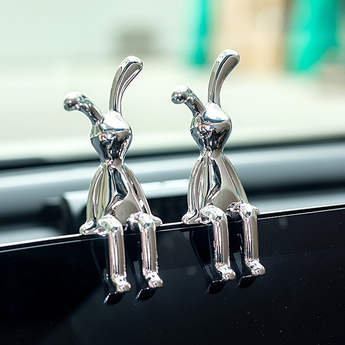 Set Of 2 Nordic Style Creative Rabbit Ornaments, Silver-Plated Rabbit Statue Desktop Decoration, Creative Desktop Craft, A Gift For A Friend