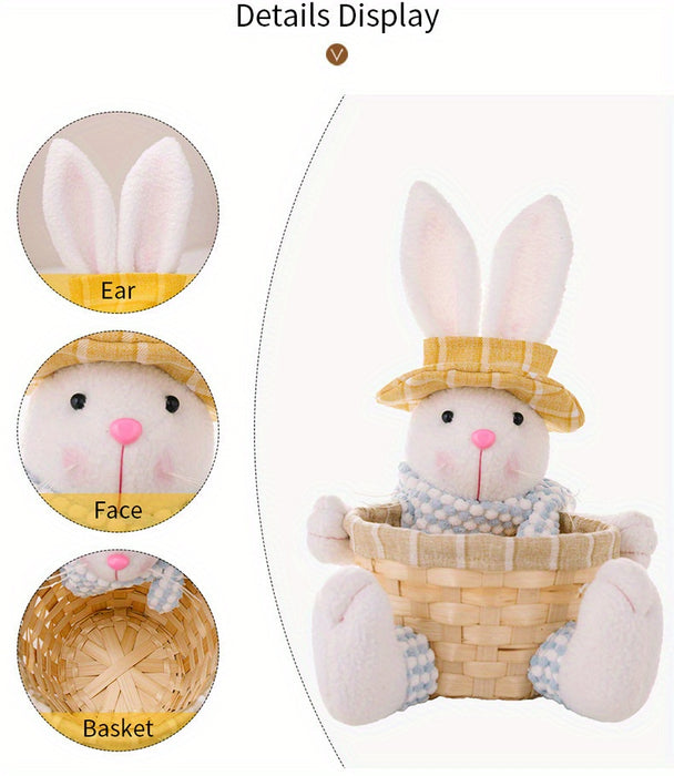 1pc/2pcs Easter Fun Creative Storage Rabbit Holding a Basket Used for Holiday Decoration Party Center Decoration