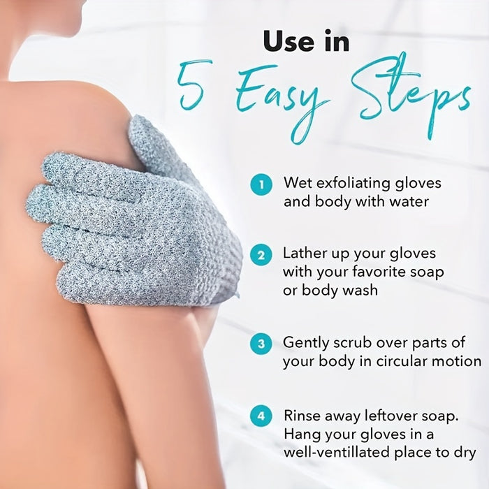 Revitalizing Body Scrubber Gloves - Deep Exfoliating & Massage Experience for Silky Smooth Skin, Removes Dead Skin Cells & Dryness, Gentle yet Effective Body Care