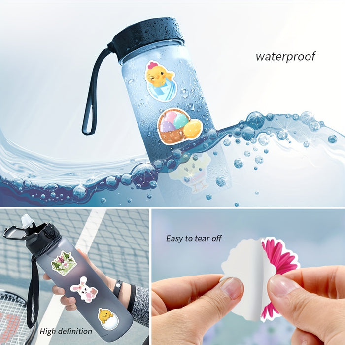 50pcs Easter Egg Stickers Cute Aesthetic Vinyl Waterproof Stickers Decals Scrapbook, Journaling, Laptop, Bumper, Skateboard, Water Bottles, Computer, Phone, Cartoon