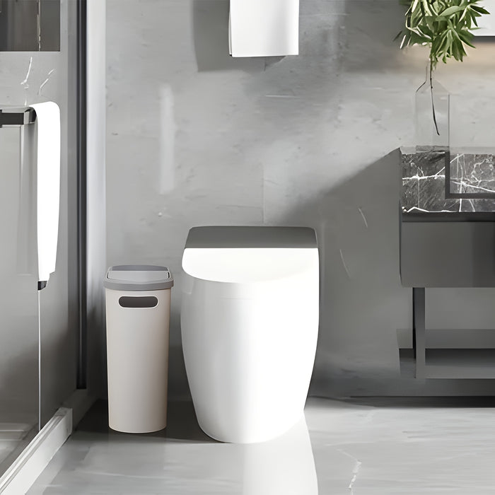 2/1pc Bathroom Trash Can, Compact And Durable Plastic Wastebasket With Built-in Handles, Easy To Clean, Rustproof, Space-Saving Design, Ideal For Small Spaces In Bathroom, Laundry, And Home Office