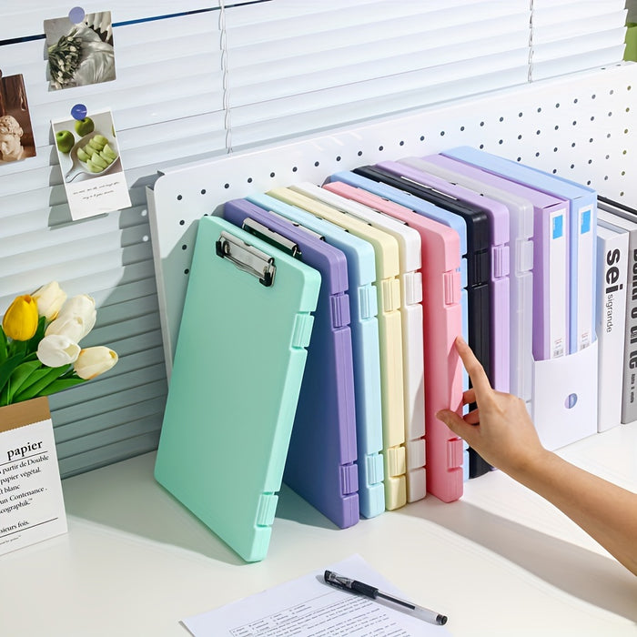 A4 File Folder Storage Box with Clip, Large Capacity for Student Test Papers, Subject Classification, Multi-functional for Music and Information Books