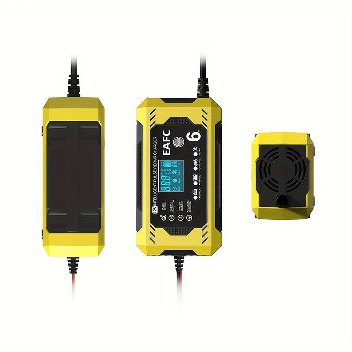Car Battery Charger, 12V 6A Smart Battery Trickle Charger Auto 12V 24V Battery Maintainer for Car Truck Motorcycle Lawn Mower Marine Lead Acid Battery