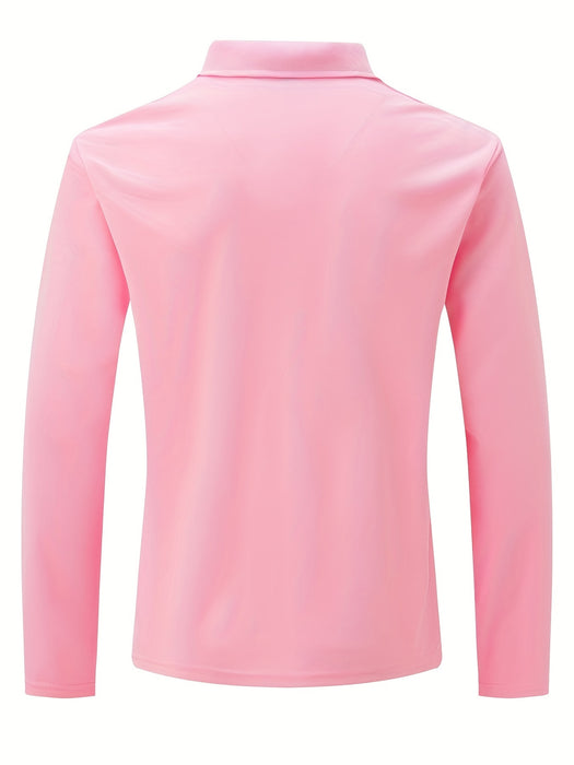Men's Casual Long Sleeve Zipper Lapel Shirt with Chest Pocket, Spring/Fall Outdoor Wear