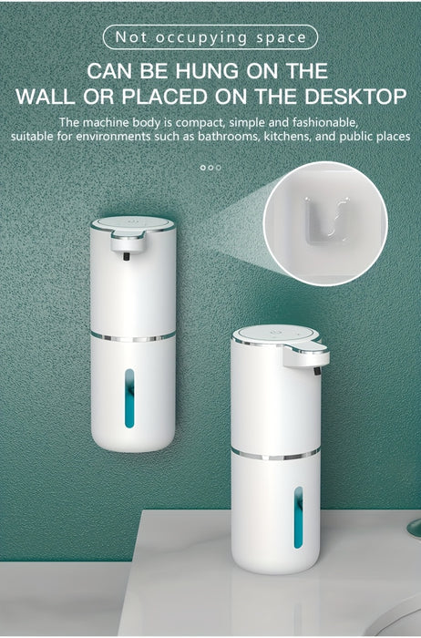 380mL Automatic Soap Dispenser with Touchless Sensor - Wall-Mounted, Rechargeable Lithium Battery, USB Charging, Modern Black Design for Bathroom and Kitchen, Bathroom Soap Dispenser|Modern Soap Dispenser|Touchless Soap Dispe