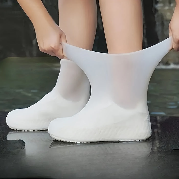 1 pair Unisex Silicone Waterproof Rain Boots, Reusable Non-Slip Rain Shoe Covers for Rainy Days