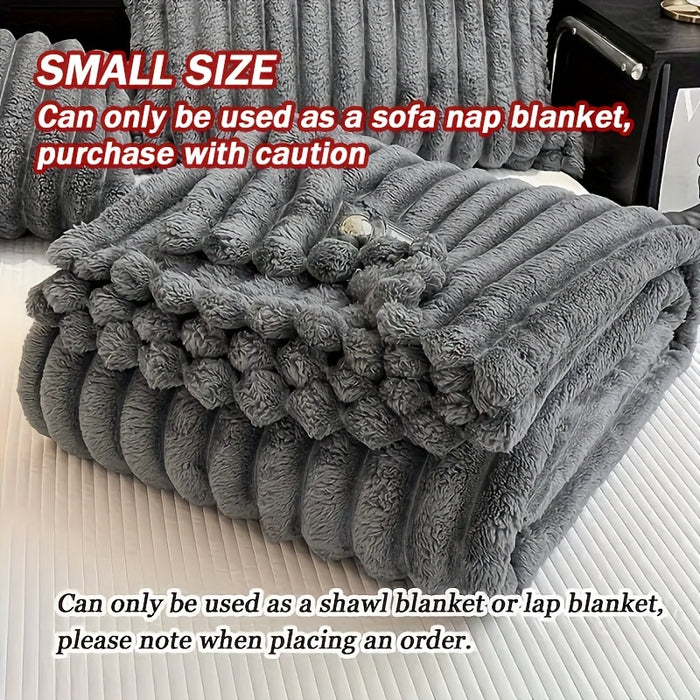 1pc Blanket Soft And Comfortable, Imitation Rabbit Hair Reversible Blanket Thermal Fleece Blanket Nap Blanket Air Conditioning Blanket Office Outdoor Camping Gift Blanket, Suitable For All Seasons
