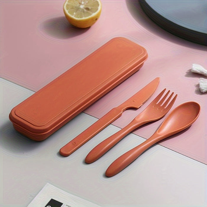 3 In 1 Camping Utensil Set - Reusable Utensils Set With Case, Travel Utensils, Portable Utensils Set - Plastic Case - For Outdoor Enthusiasts & Travelers - Perfect for Camping, Picnics & Everyday Use