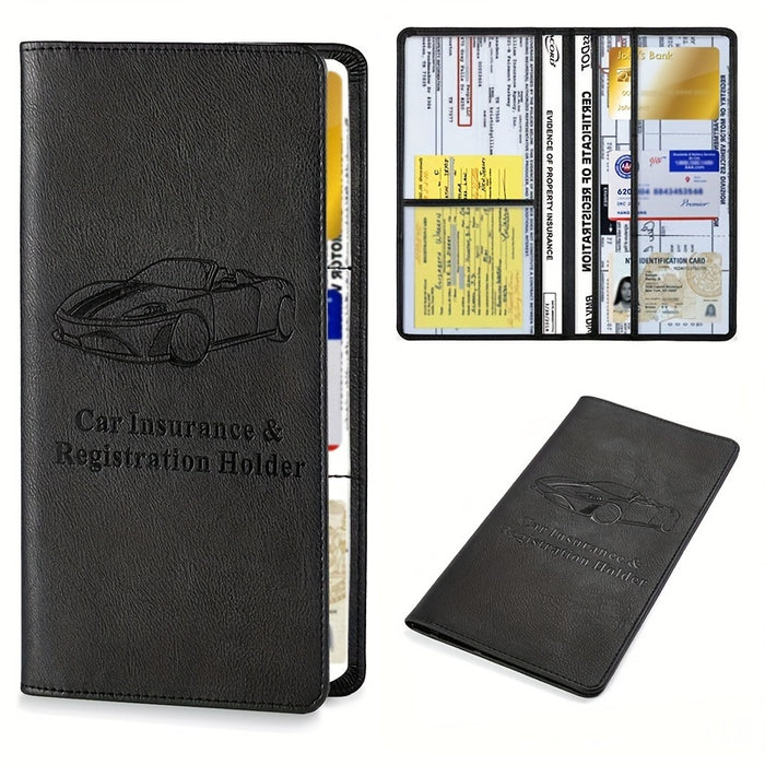 Premium Car Document Wallet for Men & Women, Faux Leather Glove Box Organizer for Registration, Insurance, Manual, and More