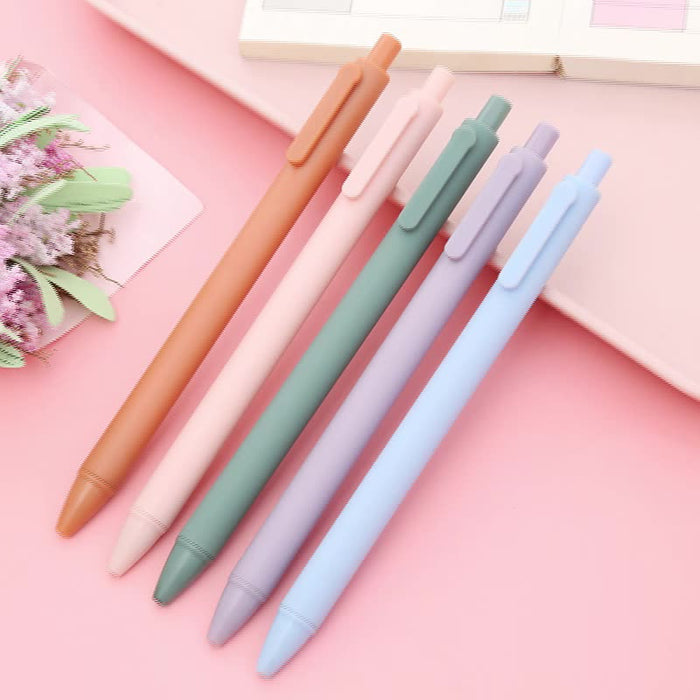 0.5mm Black Bullet Tip 5pcs Morandi Color Press Neutral Pen Macaron Student Press Water Pen Office Stationery Bouncy Signature Pen