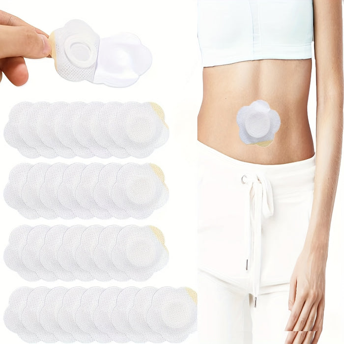 50pcs of Castor Oil Belly Button Wraps - Self-Adhesive Disposable Highly Absorbent Water-Soluble Cloth Pads for Navel Care.