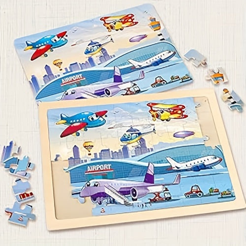 SYNARRY Wooden Car Puzzles For Children, 6 Packs Of 60 Pieces Puzzle Preschool Education Toy Gift For Boys And Girls