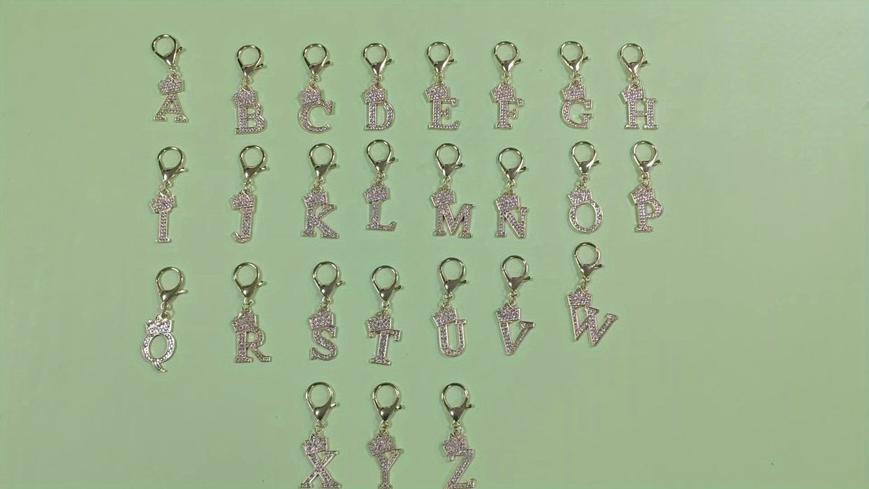 1pc Fashion Zinc Alloy Artificial Diamond Crown 26 English Letters Key Chain For Men, Bag Pendant To Friends