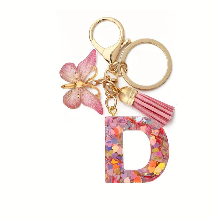 1pc Initial Letter Keychain Pendant Resin Letter Keychain Purse Backpack Accessories