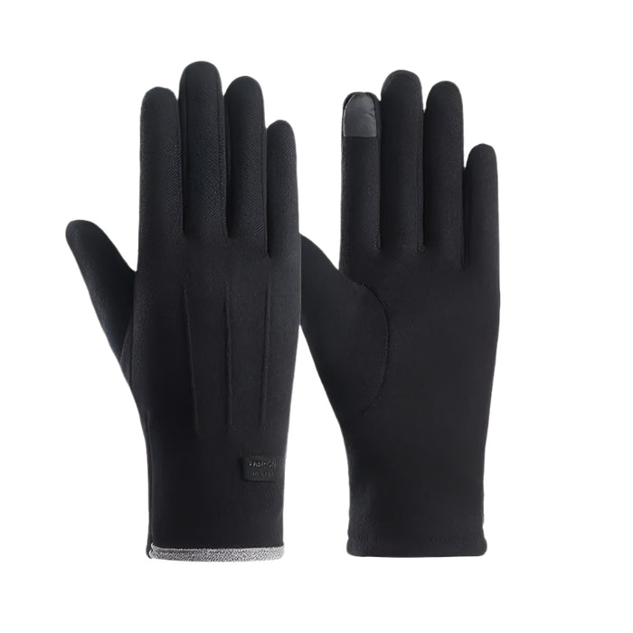1 Pair of Thermal Fleece-Lined Polyester Gloves for Women, Touchscreen Compatible, Elastic Warm Outdoor Driving and Cycling Gloves
