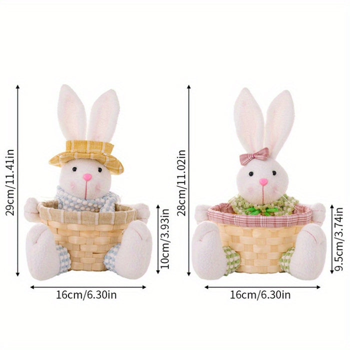 1pc/2pcs Easter Fun Creative Storage Rabbit Holding a Basket Used for Holiday Decoration Party Center Decoration