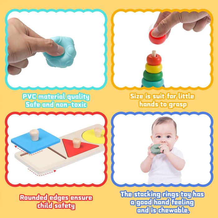 Youngsters's and Youngsters Toys Suitable for 6-12 Months Old Youngsters, 1 Year Old, 8-in-1 Learning and Educational Set Wooden Sensory Toys Suitable for 12-18 Months Old Youngsters, Youngsters Birthday Gifts, Christmas, Hal