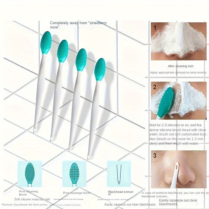Pink Silicone Nose Brush - Dual-Sided Soft Exfoliating & Massaging, Blackhead Removal Tool, Formaldehyde-Free, 1pc