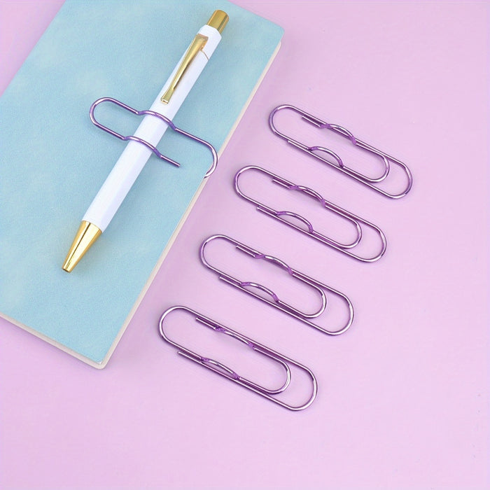 1pc/5pcs Metal Love Creative Paperclip Style Pen Holder, Simple Portable Student Notebook Holder Accessories Round Ballpoint Pen Clip