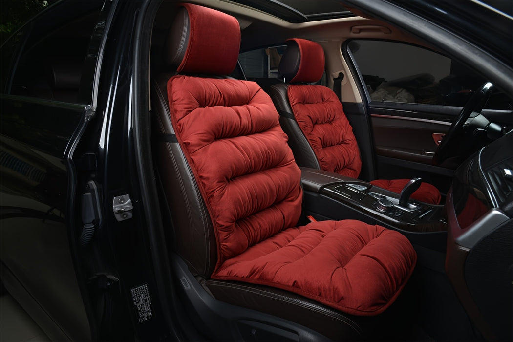 New Car Seat Cushion for Winter, Plush Front Single Seat, Thickened for Winter Use, Universal Car Mat with Backrest, Compatible Seat Cover.