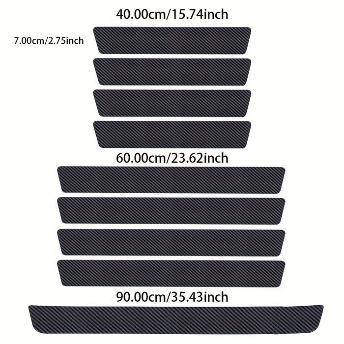 5pcs Carbon Fiber Car Door Sill Protectors - Scratch Guard Covers for 99% of Vehicles