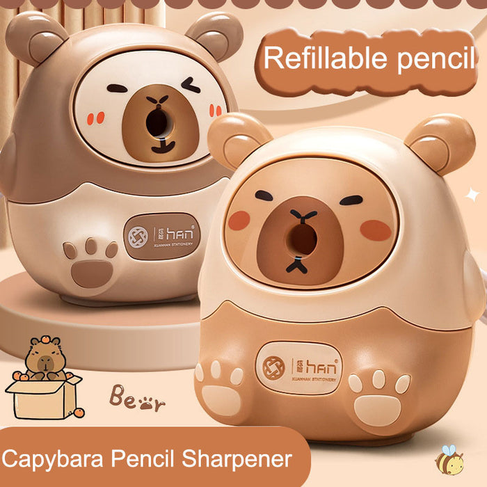 Kawaii Capybara Pencil Sharpener, a Creative Stationery Item for School And Office, Measuring 80*80*100Mm, from Korea.