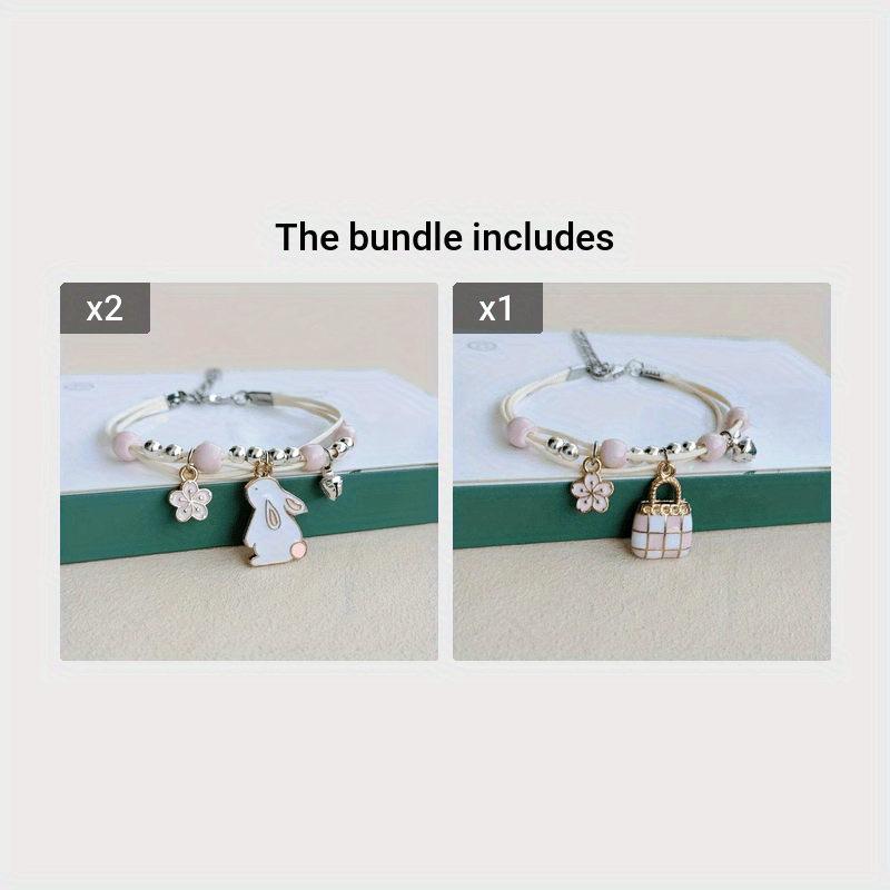1pc Fashionable Cute Cartoon Bunny Bracelet, For Girls, Easter Gift