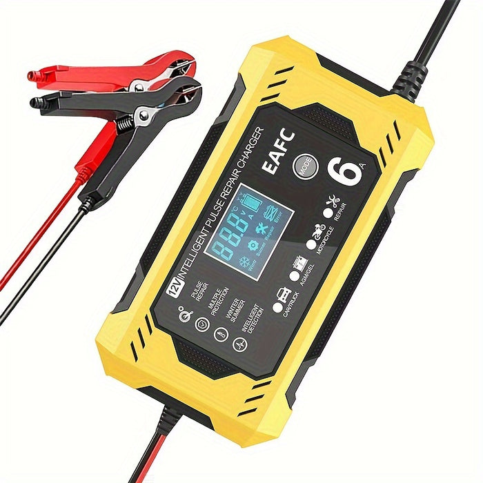 Car Battery Charger, 12V 6A Smart Battery Trickle Charger Auto 12V 24V Battery Maintainer for Car Truck Motorcycle Lawn Mower Marine Lead Acid Battery
