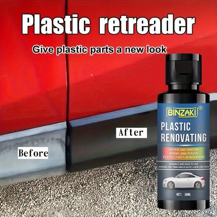 Binzaki Plastic Renovating Wax, 2.03oz, Black Interior Dashboard Shine Restorer, ABS Resin Repair Cream, Whitening Restoration Paste, Leather Sofa Seat Care, Car Tire Gloss Enhancer
