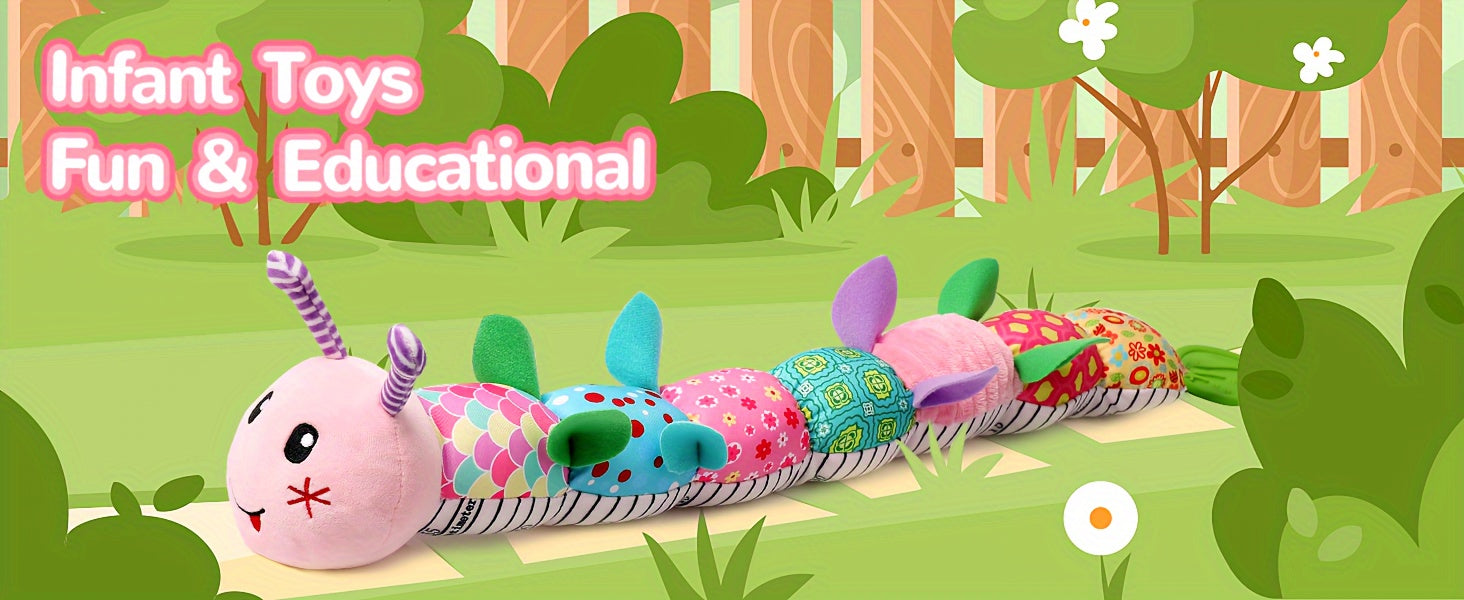 Nfant Youngsters Musical Stuffed Animal Toys for 0-3-6-12 Months, with Multi-Sensory Crinkle, Rattle And Textures, Youngsters Tummy Time Toys for Youngsters, Youngsters Boy Girl Gifts, Purple for CATERPILLAR