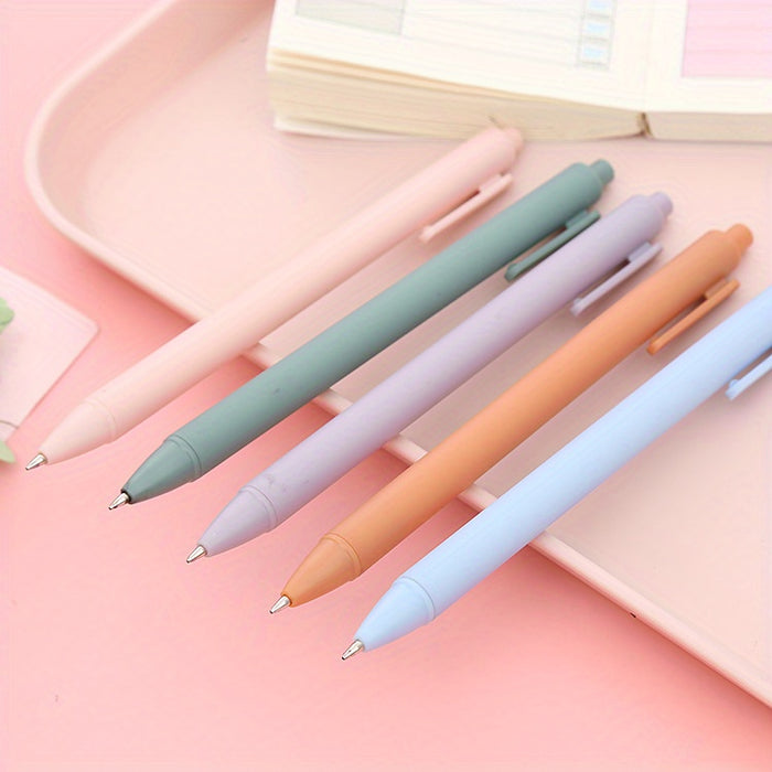 0.5mm Black Bullet Tip 5pcs Morandi Color Press Neutral Pen Macaron Student Press Water Pen Office Stationery Bouncy Signature Pen