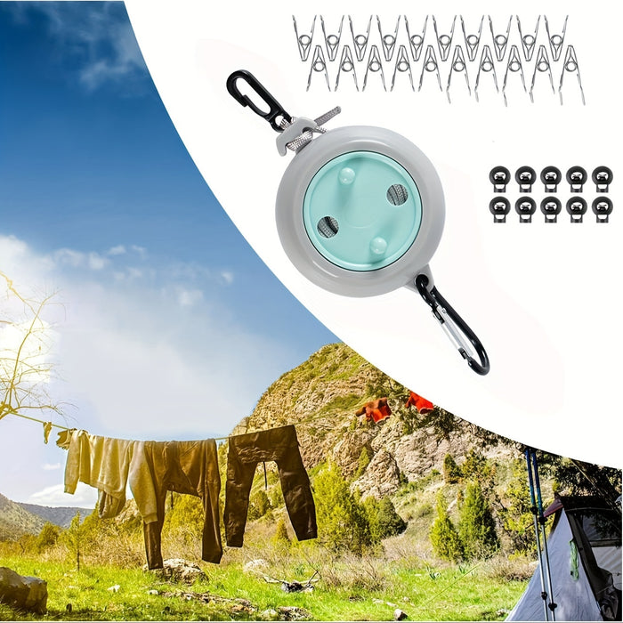 26ft Adjustable Portable Clothesline, Camping Laundry Drying Rope for Outdoor Travel, Fishing, Hiking