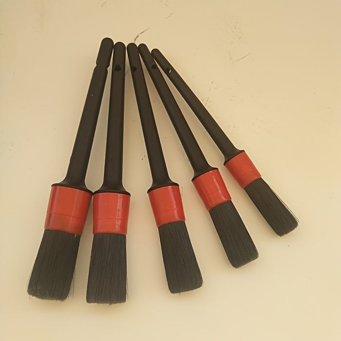 5pcs set, hardcover car beauty car wash detail brush five-piece set pp car wash brush box packed pig hair nylon sharpened brush