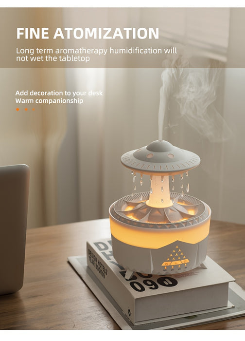 1pc UFO-Shaped Ultrasonic Aromatherapy Humidifier, Essential Oil Diffuser with LED Lights, Polypropylene & ABS, 110V-240V US Plug, for Home & Office Relaxation, Watch Decompression