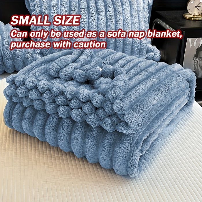 1pc Blanket Soft And Comfortable, Imitation Rabbit Hair Reversible Blanket Thermal Fleece Blanket Nap Blanket Air Conditioning Blanket Office Outdoor Camping Gift Blanket, Suitable For All Seasons