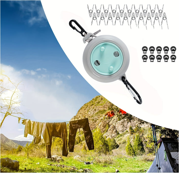 26ft Adjustable Portable Clothesline, Camping Laundry Drying Rope for Outdoor Travel, Fishing, Hiking
