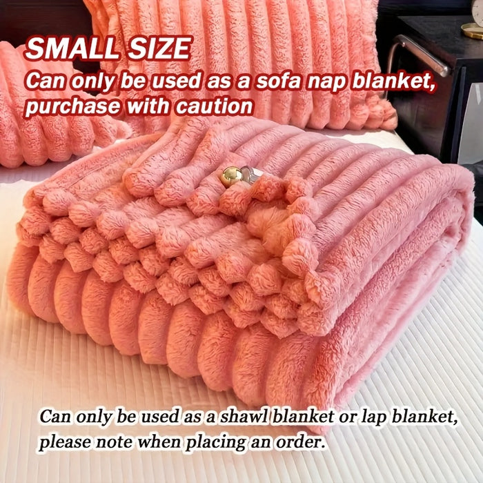1pc Blanket Soft And Comfortable, Imitation Rabbit Hair Reversible Blanket Thermal Fleece Blanket Nap Blanket Air Conditioning Blanket Office Outdoor Camping Gift Blanket, Suitable For All Seasons