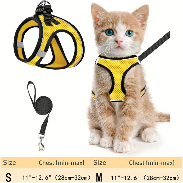 Escape-Proof Cat Harness & Leash Set: Reflective Soft Mesh Vest for Safe Outdoor Adventures with Your Kitten